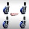 Service Caster 4'' SS Blue Poly Wheel Swivel 1-5/8'' Expanding Stem Caster Set, 4PK SCC-SSEX20S414-PPUB-BLUE-158-4 - alternate 2